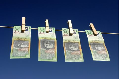 Australische Dollar auf einer Wäscheleine