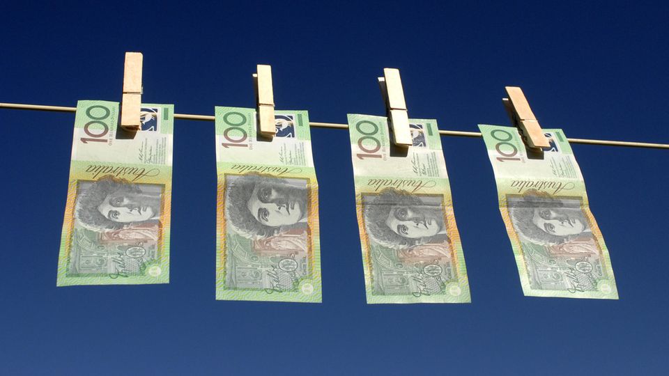 Australische Dollar auf einer Wäscheleine