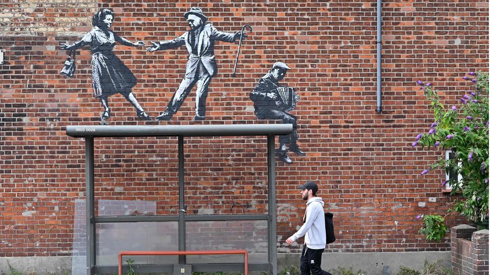 Das Kunstwerk von Banksy in der englischen Stadt Great Yarmouth
