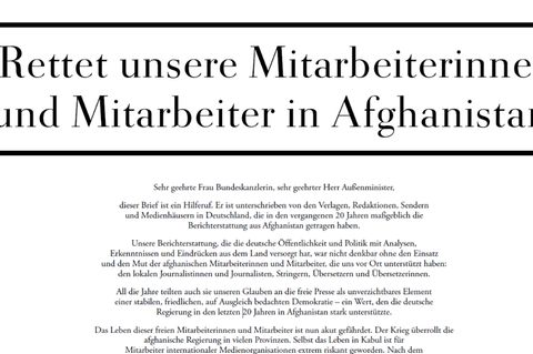 Petition Deutscher Medien: Rettet unsere Mitarbeiterinnen und Mitarbeiter.