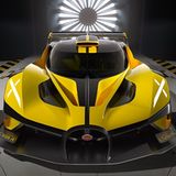 Der Bugatti Bolide im Rückspiegel: Keine Sorge, auf der Autobahn ist er wohl selten zu sehen