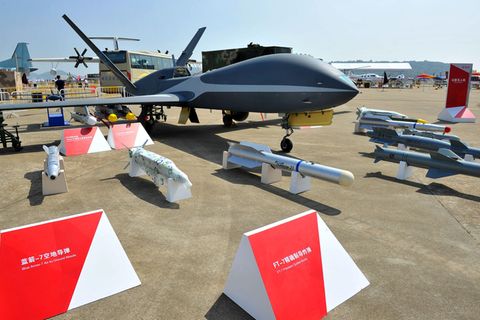 Lange Zeit führten die USA bei der Drohnentechnik, aber inzwischen haben Länder wie China und die Türkei nachgezogen. Das Foto zeigt eine chinesische  Drohne AVIC's Chengdu Aerospace Corporation (CAC).