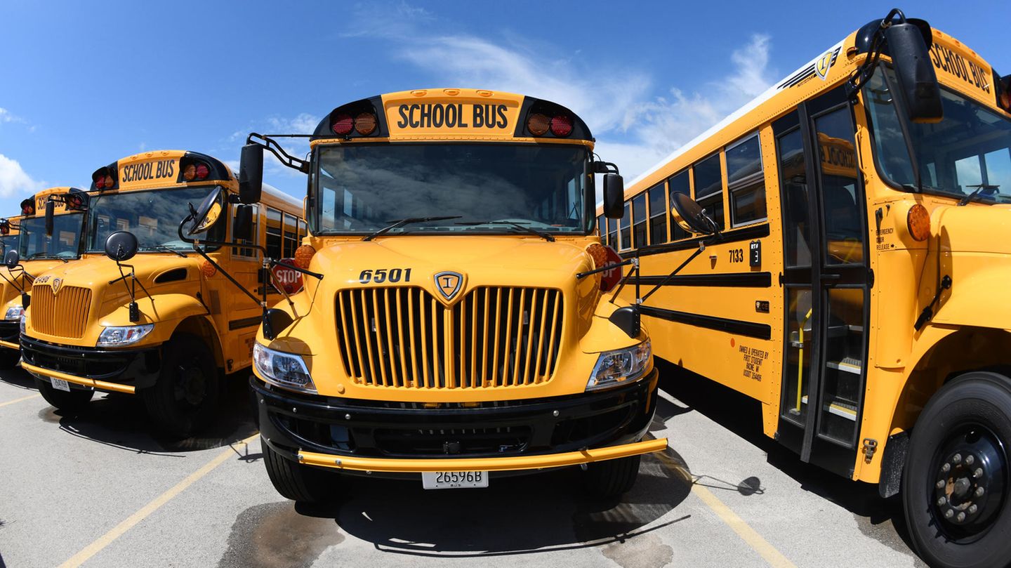 Abgestellt: Schulbusse in Mount Pleasant im US-Bundesstaat Wisconsin