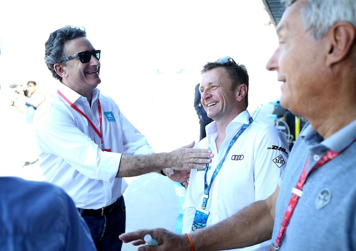 Man trennt sich im Guten: Formel - Impresario Alejandro Agag links und Audi Teamchef Allan McNish Zukunft der Formel E 9: Audi s