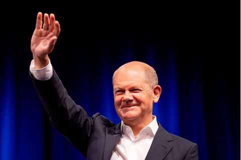 Olaf Scholz, SPD-Kanzlerkandidat und Bundesfinanzminister, bei einer Wahlkampfveranstaltung