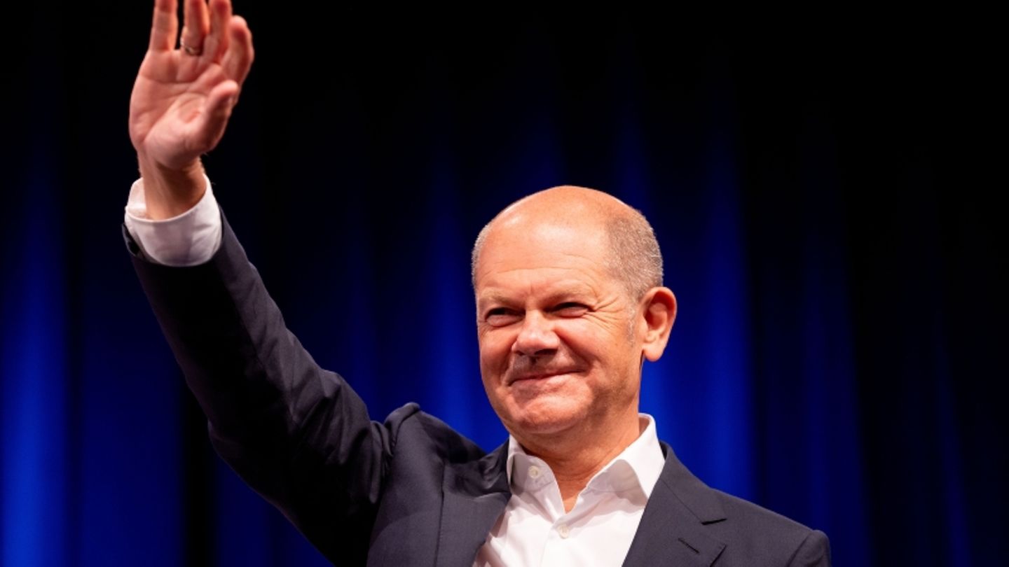 Olaf Scholz, SPD-Kanzlerkandidat und Bundesfinanzminister, bei einer Wahlkampfveranstaltung