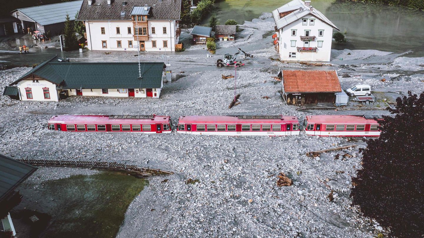 Fluten in der Nähe von Salzburg