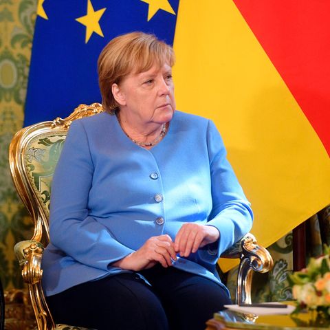 Bundeskanzlerin Angela Merkel (CDU) während eines gemeinsamen Treffens mit dem russischen Präsidenten Putin im Kreml