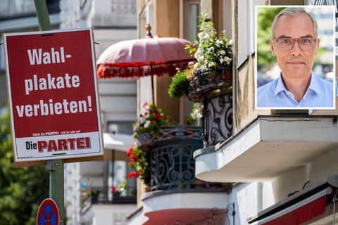 Wahlplakat Die Partei Wahlplakate verbieten - mit Portrait Autor Frank Schmiechen