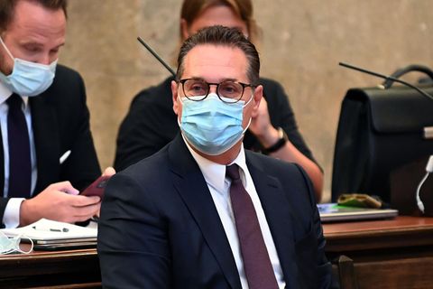 Heinz-Christian Strache, ehemaliger Vizekanzler von Österreich, im großen Schwurgerichtssaal im Landesgericht Wien