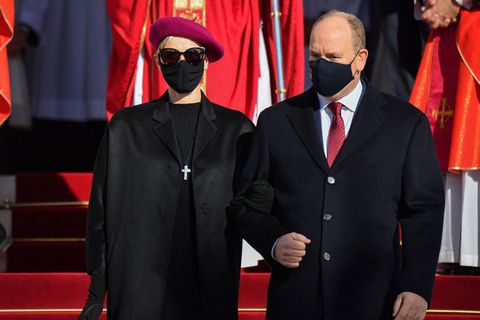 Charlène und Albert beim Gottesdienst im Januar dieses Jahres