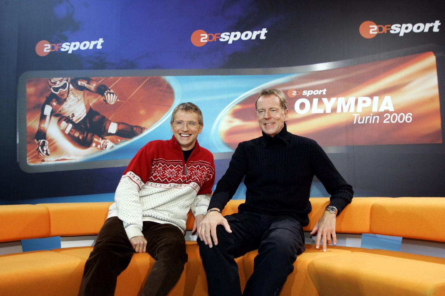 Auch im Wintersport kannte er sich aus. Zusammen mit Norbert König (l.) gehörte Poschmann zum Kommentatoren-Team für die Olympischen Winterspiele 2006 in Turin.