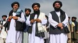 Taliban-Sprecher Sabihullah Mudschahid spricht zu Medienvertretern am Flughafen von Kabul