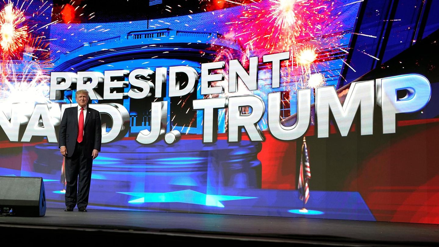 Donald Trump, ehemaliger Präsident der USA, bei einer Turning Point Action-Veranstaltung