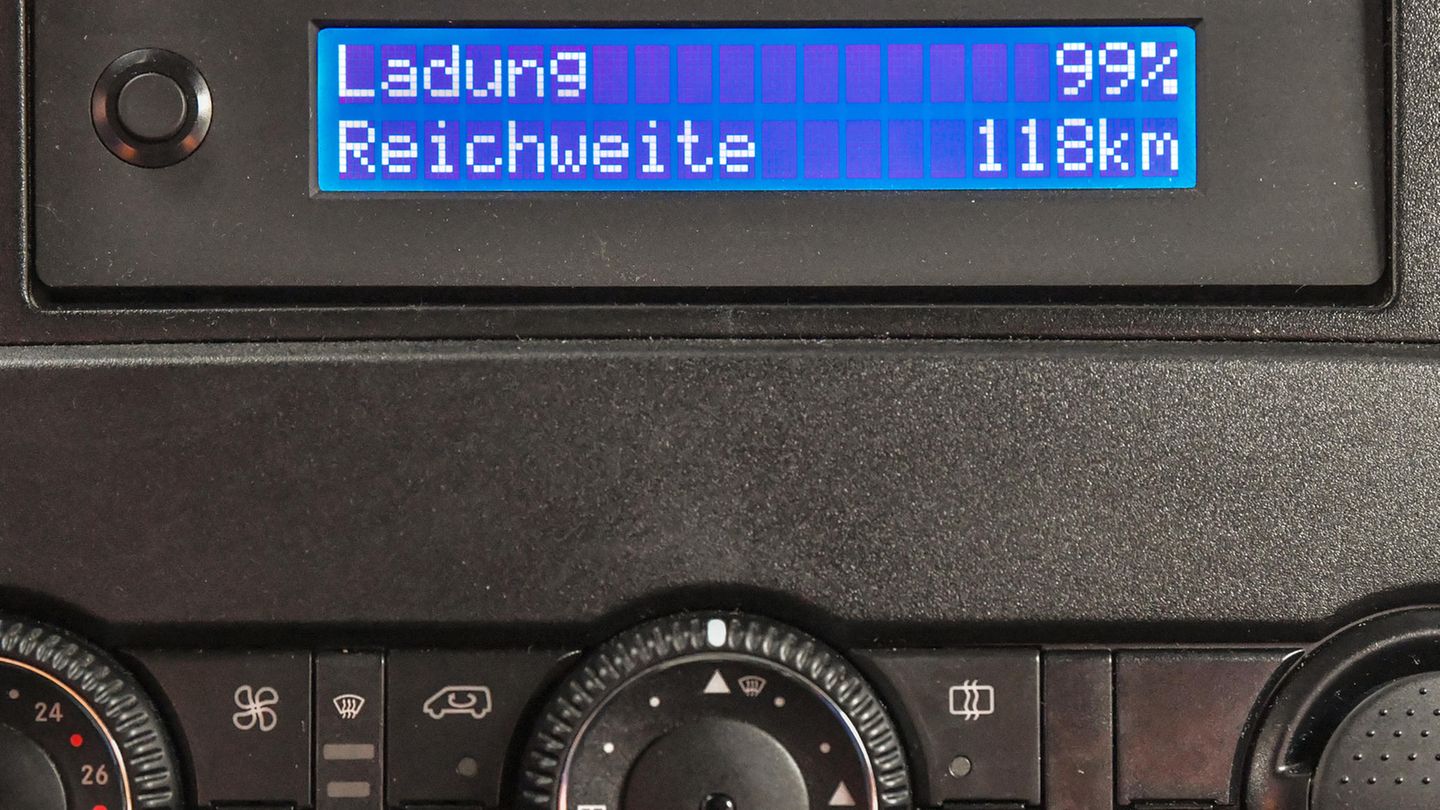 Die Reichweitenanzeige eines E-Autos Die Reichweitenanzeige eines E-Autos