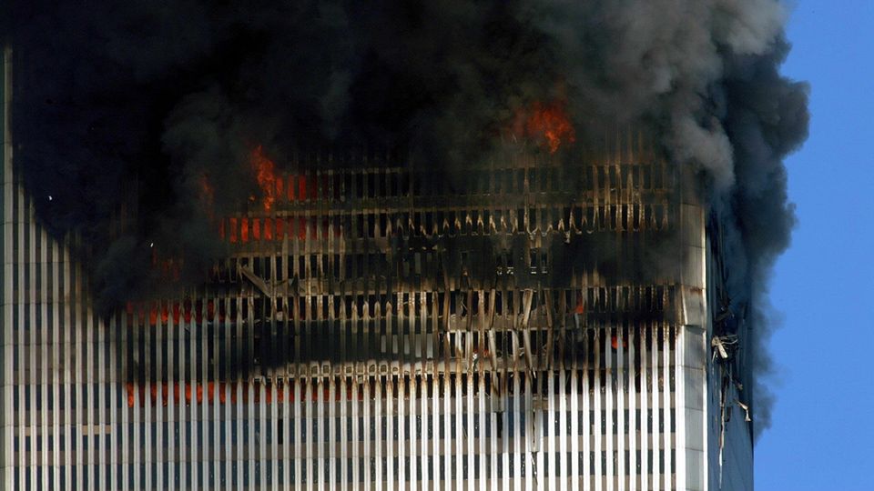 Notrufe 11. September Feuer im Inneren eines Word Trade Center Turms