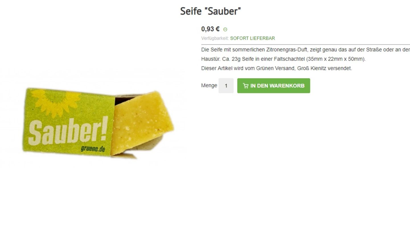 Bleiben Sie sauber! Mit der Seife von Bündnis 90/Die Grünen.