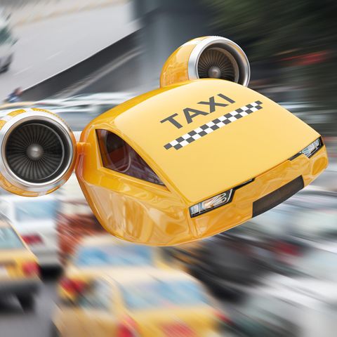 Ein computergeneriertes Flugtaxi