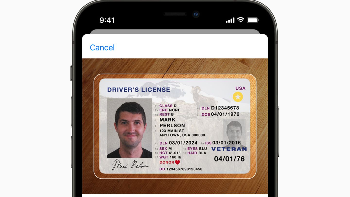 The digital ID developed by Apple as a screenshot
