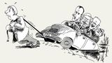 In "Mein Merkel-Bilderbuch" blickt der Karikaturist Klaus Stuttmann auf 200 Seiten und in 800 Karikaturen zurück auf seine jahrzehntelange Beschäftigung mit der heutigen Bundeskanzlerin Angela Merkel. Die wurde nur wegen der Parteispendenaffäre 2000 Parteivorsitzende der CDU. Dass die ostdeutsche Politikerin eine Ära prägen sollte, damit hatte damals niemand gerechnet. Die Kalkulation der CDU-Granden Friedrich Merz, Roland Koch und Co. war wohl eher: Männer haben den Karren in den Dreck gefahren, die Frau soll ihn nun herausziehen - ehe wir Männer wieder das Steuer übernehmen. Sie sollten sich alle täuschen.