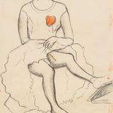 Frida zeigt ihre Narbe. Studie für "Erinnerung an die offene Wunde", 1938