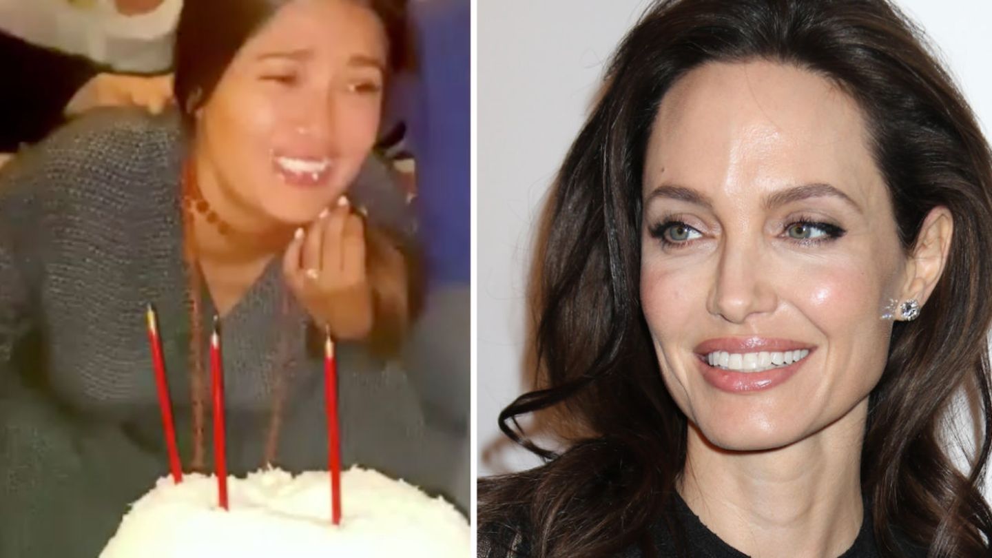 Angelina Jolie: Why is she pushing Salma Hayeks into the birthday cake?