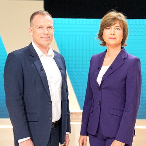 ARD-Chefredakteur Oliver Köhr und ZDF-Polittalkerin Maybrit Illner