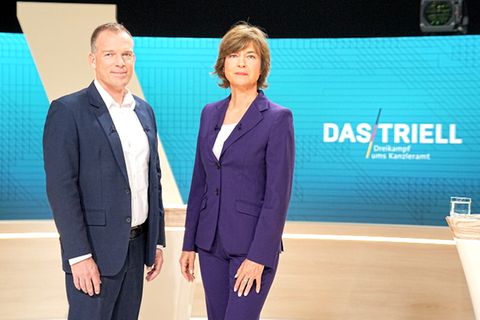 ARD-Chefredakteur Oliver Köhr und ZDF-Polittalkerin Maybrit Illner