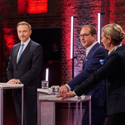 Der Vierkampf zur Bundestagswahl mit Janine Wissler, Christian Lindner, Alexander Dobrind und Alice Weidel in Berlin