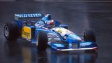 Schumacher 1995 im Renault beim Regenrennen von Spa
