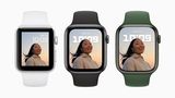 Keynote "California Streaming": Gegenüber den Modellen bis zur Apple Watch Series 3 (links) und der Apple Watch Series 6 (Mitte) ist das Display der Apple Watch Series 7 erheblich gewachsen