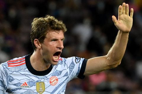 Thomas Müller zelebriert seinen Treffer zum 1:0 gegen den FC Barcelona