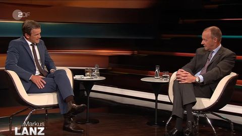 CDU-Mitglied und Teil von Kanzlerkandidat Armin Laschets "Zukunftsteam": Friedrich Merz (r.) zu Gast bei Markus Lanz (l.)
