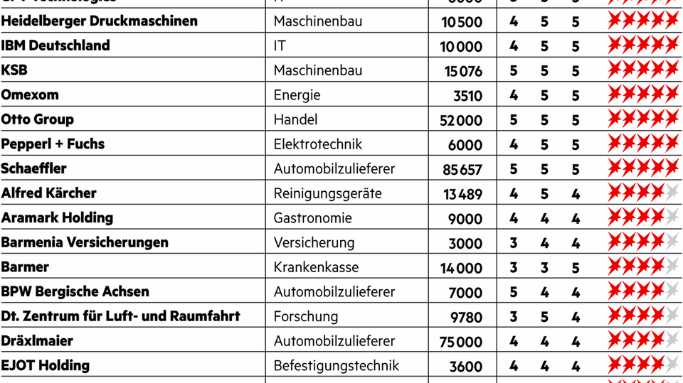 Große Unternehmen Tabelle große Unternehmen im Digitalisierungs-Check