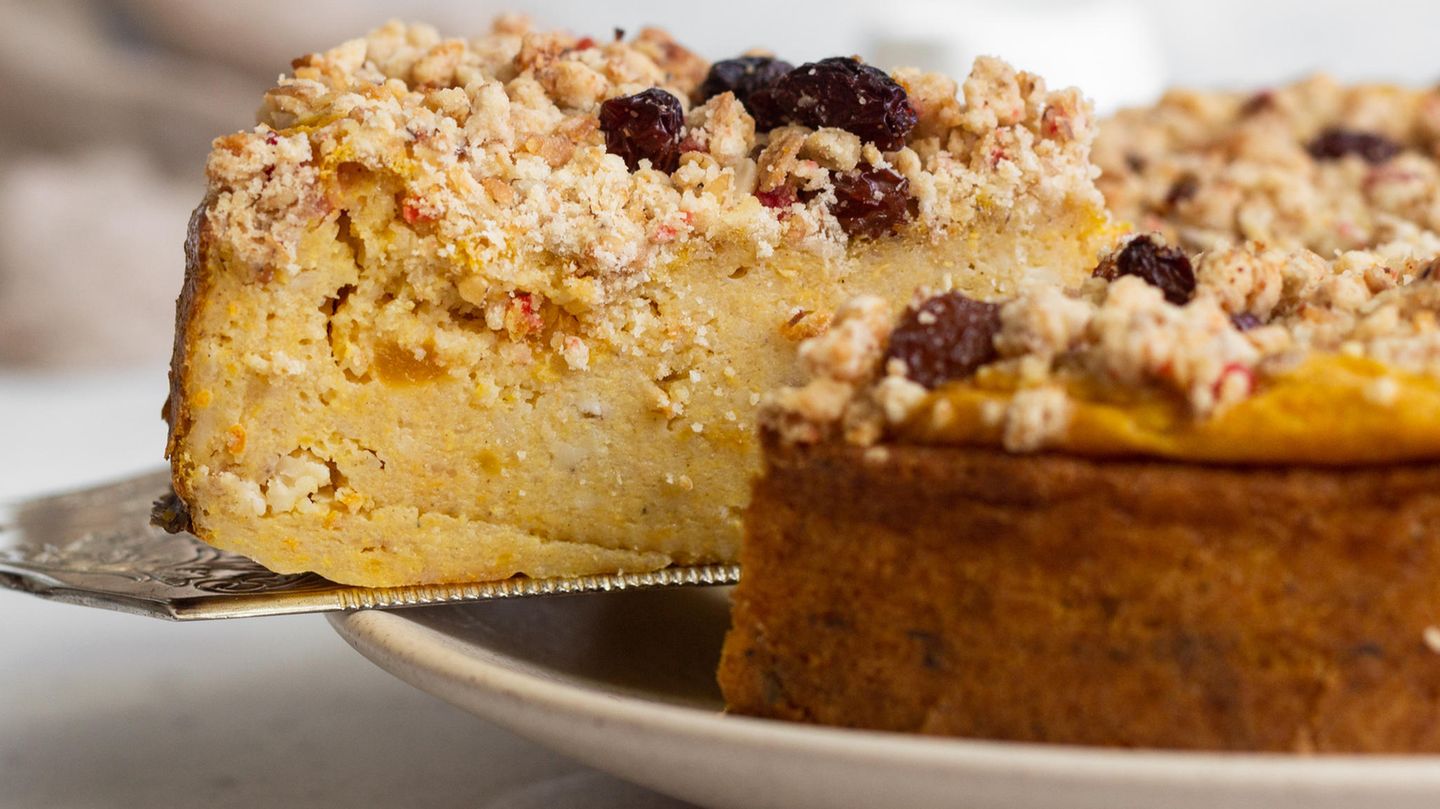 Kürbis-Käsekuchen mit Streuseln Rezept