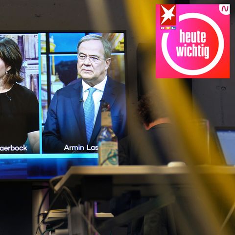 Spannung auf dem Bildschirm: Das dritte TV-Triell von Olaf Scholz (l.), Annalena Baerbock (M.) und Armin Laschet