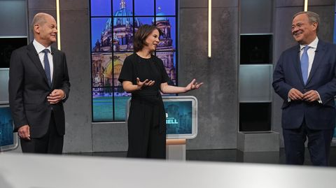 Olaf Scholz (SPD), Annalena Baerbock (Bündnis 90/Die Grünen) und Armin Laschet (CDU/CSU)