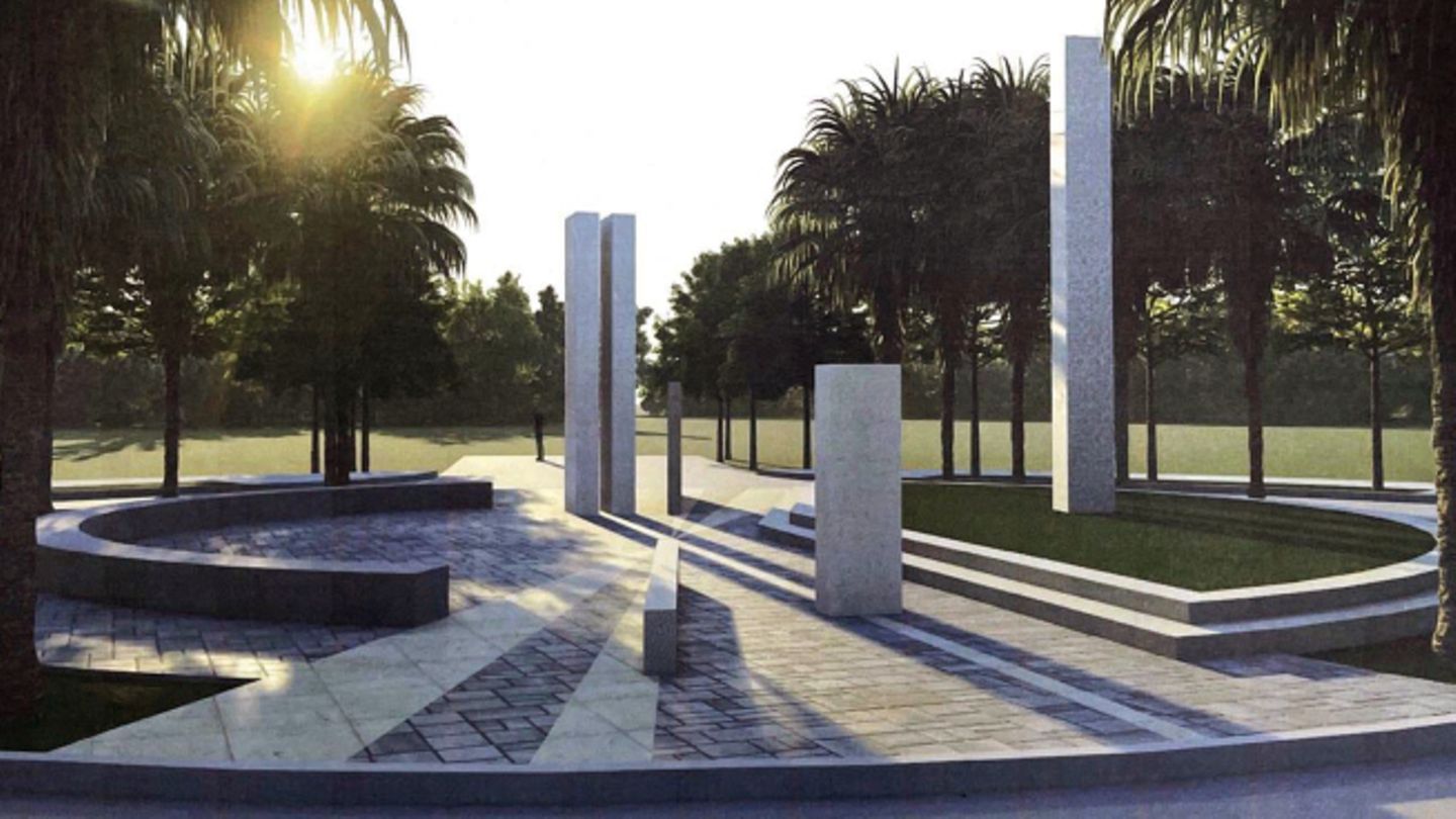 Entwurf der Gedenkmauer auf dem Heldenfriedhof in Manila