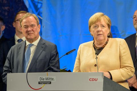 Armin Laschet und Angela Merkel bei einem CDU-Termin in Stralsund