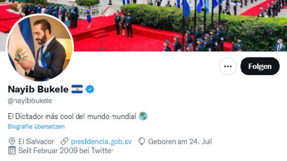 So lautet die offizielle Twitter-Bio von El Salvadors Staatschef
