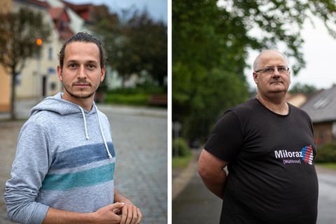 Aktivist Maximilan Becker und Anwohner Enrico Kliemann
