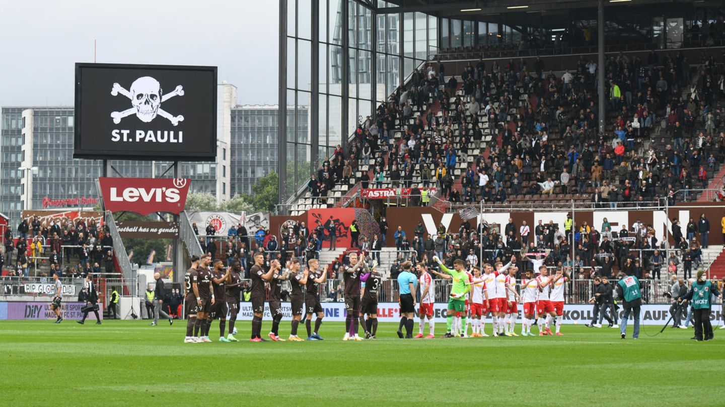Das Millerntorstadion des FC St. Pauli vor dem Spiel gegen Jahn Regensburg