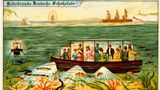 Menschen auf einem Unterwasser-Schiff