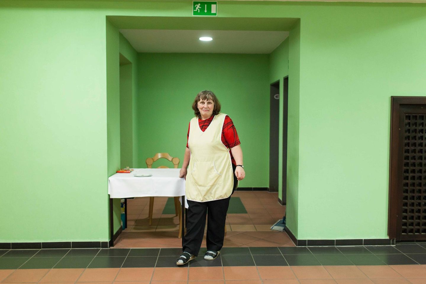 Toilettenfrau einer Raststätte Toilettenfrau einer Raststätte
