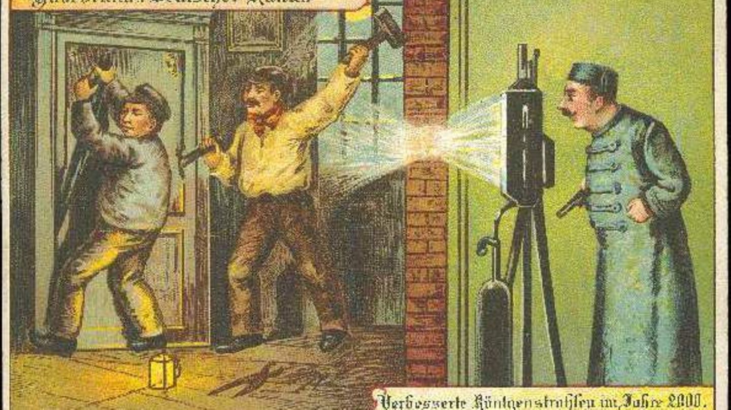 Verbesserte Röntgenstrahlung Ein Röntgengerät filmt Einbrecher