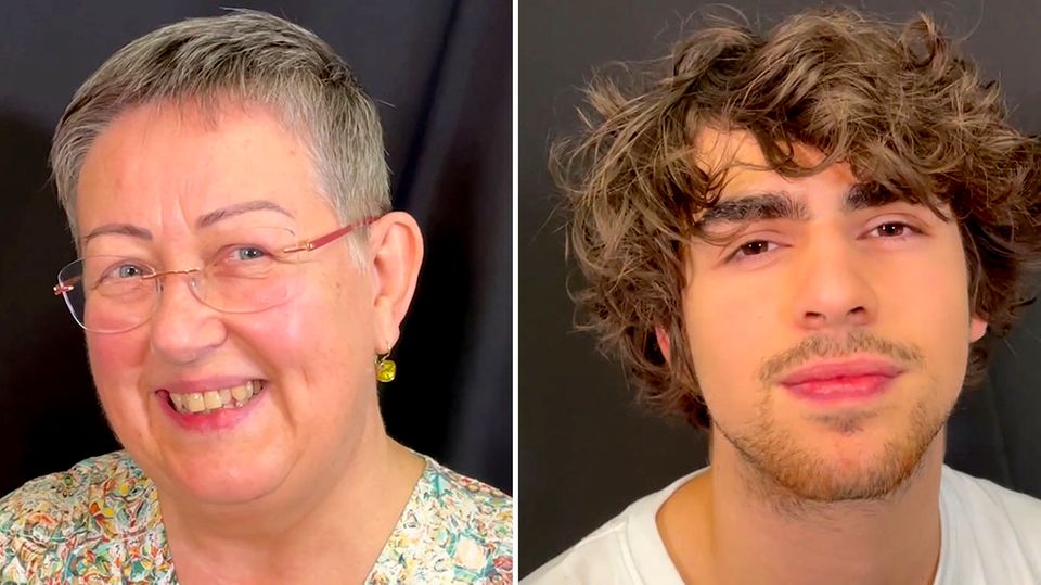 Teenager Idan und Rentnerin Riki schauen in die Kamera und diskutieren über digitale Medien