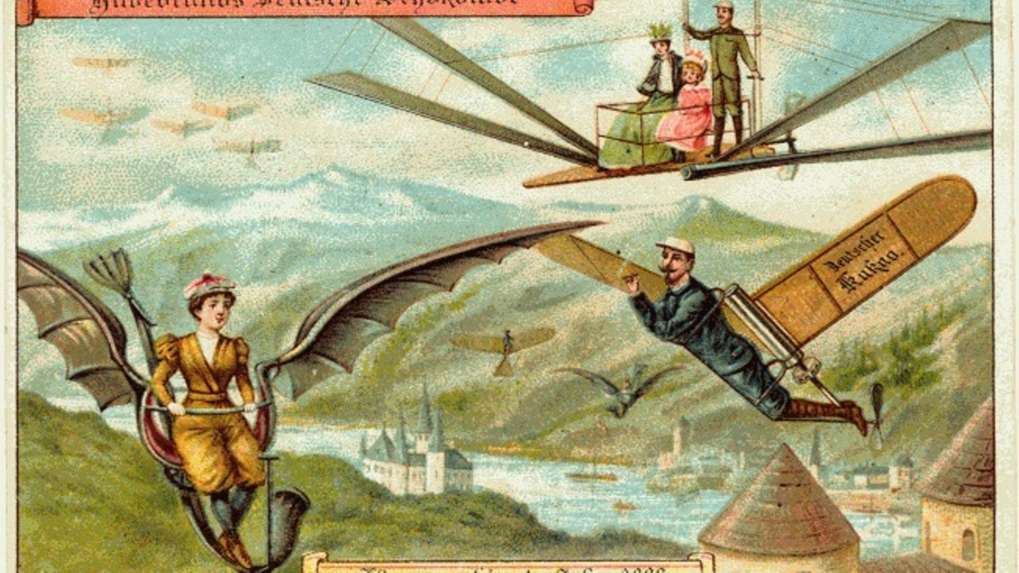 Flugmaschine Menschen bewegen sich in Flugmaschinen