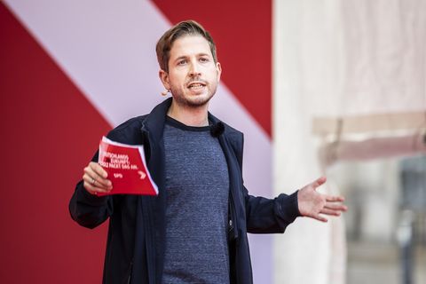 SPD-Vize Kevin Kühnert bei einem Wahlkampftermin in Berlin