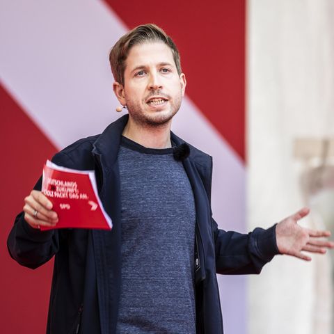 SPD-Vize Kevin Kühnert bei einem Wahlkampftermin in Berlin