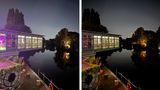 Smartphone-Test: Diese Kombination aus Gegenlicht, sehr dunklen Stellen und vielen Details an der nächtlichen Hamburger Alster überfordern das iPhone 13 dann doch. Beim iPhone 13 Pro Max (rechts) ist das Bild trotzdem gelungen